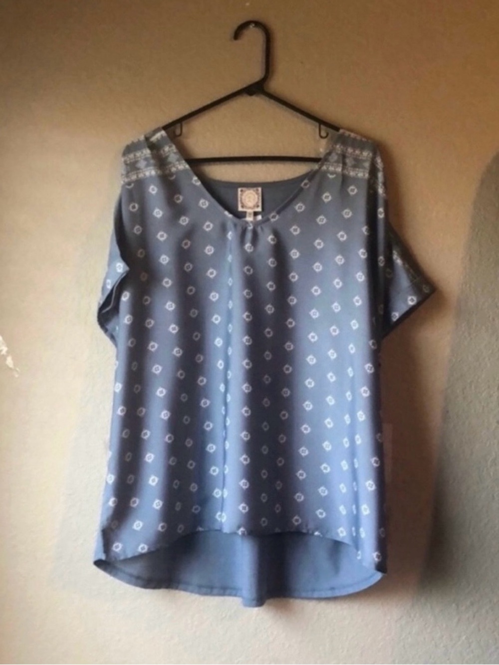 New Tru Self Top Women’s Light Blue Short Sleeve Blouse Shirt Classic Top Sz 2X